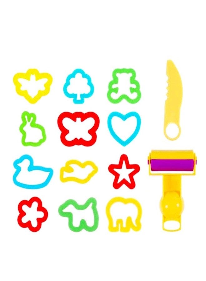 Prescent Present 14-Piece Clay and Sand Tools Set with Plastic Cutter Tool and Multiple Shapes for DIY, Kids Creativity, Clay Modelling, Sand Art and More (Multicolour) - Image 1